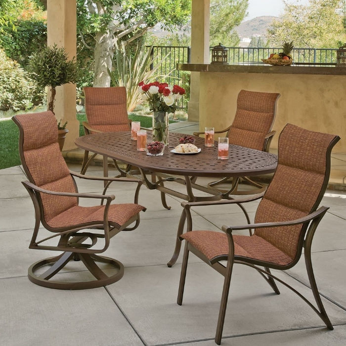 Corsica aluminum bar stool with padded sling seating