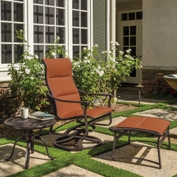 Tropitone Corsica Padded Sling Outdoor Swivel Rocker and Ottoman Set - TT-CORSICA-SET8