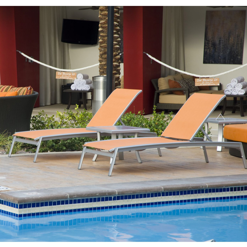elance aluminum chaise with sling seating