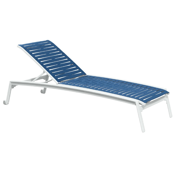 Tropitone Elance EZ Span Ribbon Strap Armless Chaise Lounge with Wheels - 471132RBW