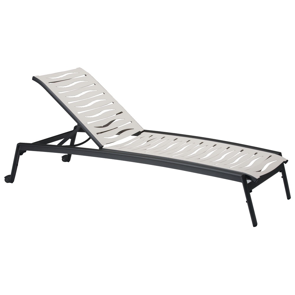 Tropitone Elance EZ Span Wave Strap Armless Chaise Lounge with Wheels - 471132WVW