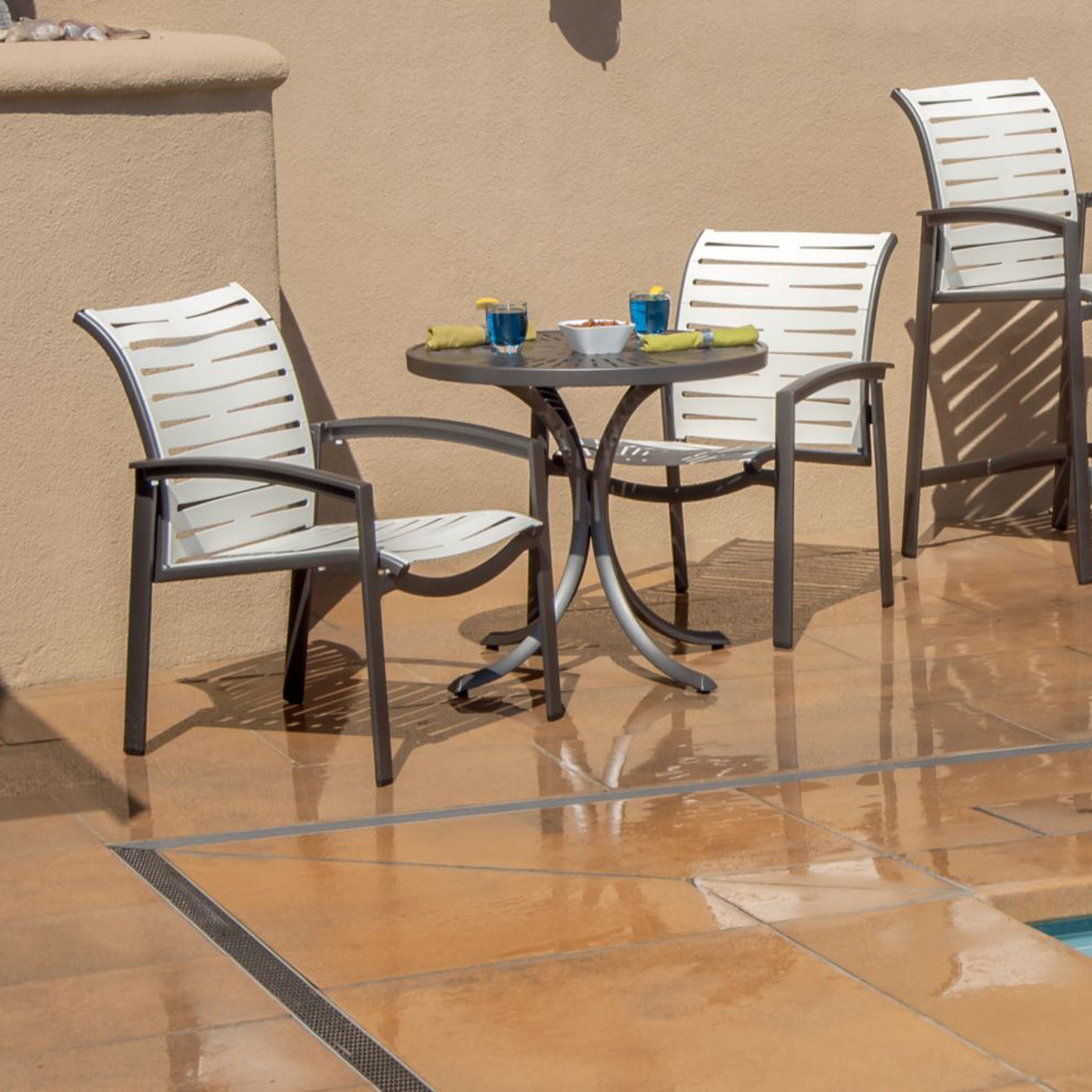 elance aluminum dining chair with EZ span straps