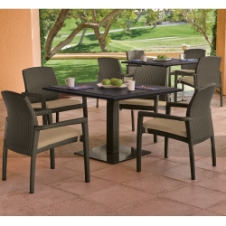 Tropitone Evo Woven Outdoor Dining Set for 4 with Pedestal Base - TT-EVO-SET3