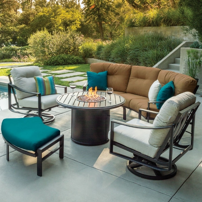 kenzo aluminum swivel lounge with deep seating cushions