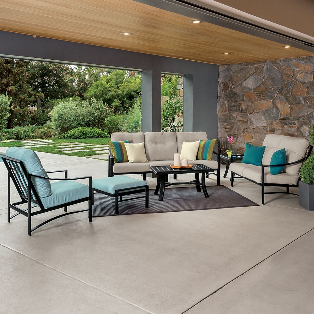 Kenzo aluminum chaise with deep seating cushions