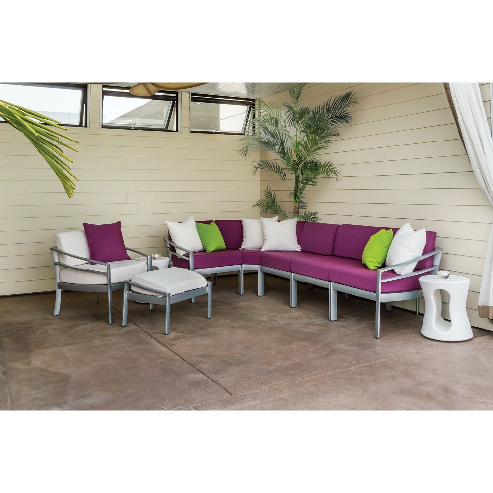 Tropitone Kor Cushion Outdoor Sectional Set with Radius Accessory Tables - TT-KOR-SET2