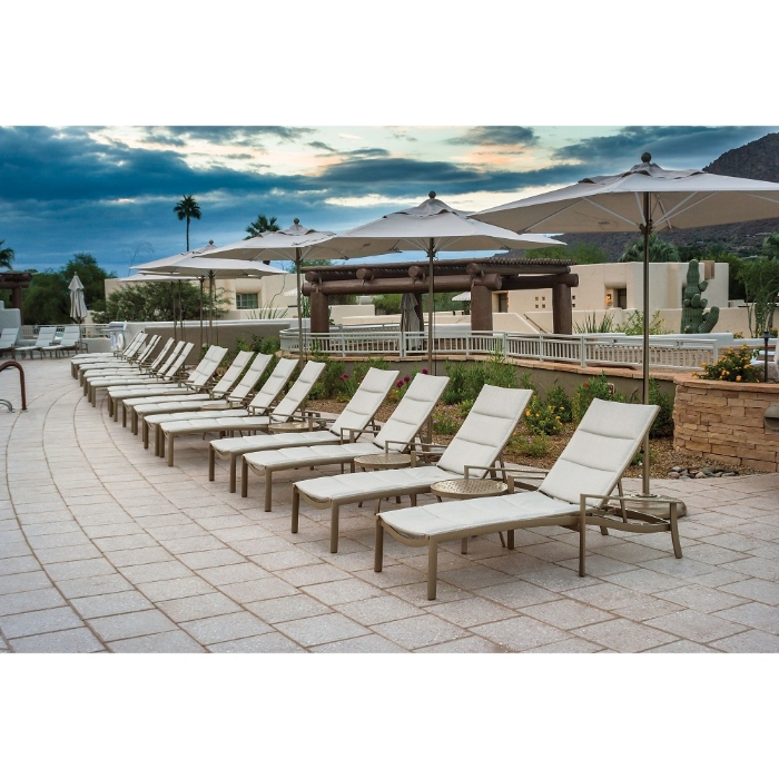 Tropitone aluminum chaise with padded sling seating
