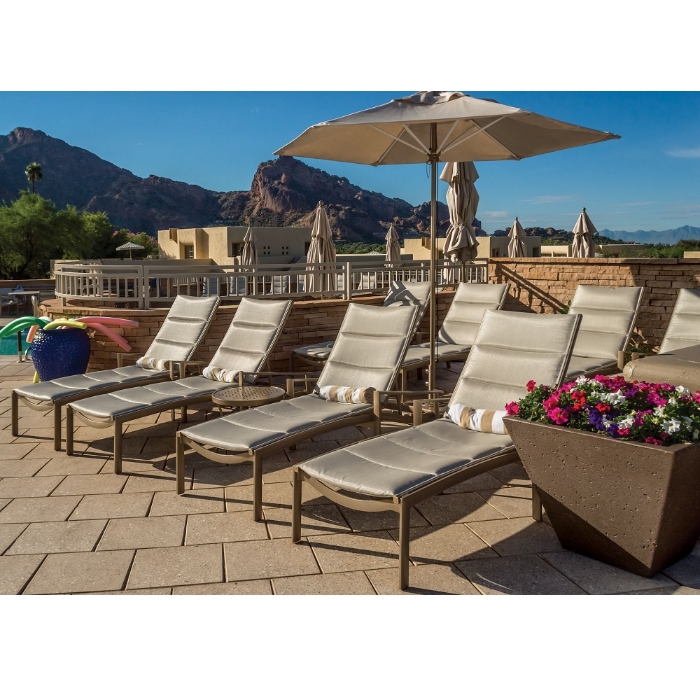 Tropitone aluminum chaise with padded sling seating