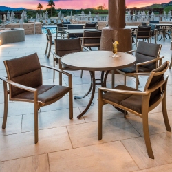 Tropitone Kor Padded Sling Outdoor Dining Set for 4 with Faux Granite Table Top - TT-KOR-SET12