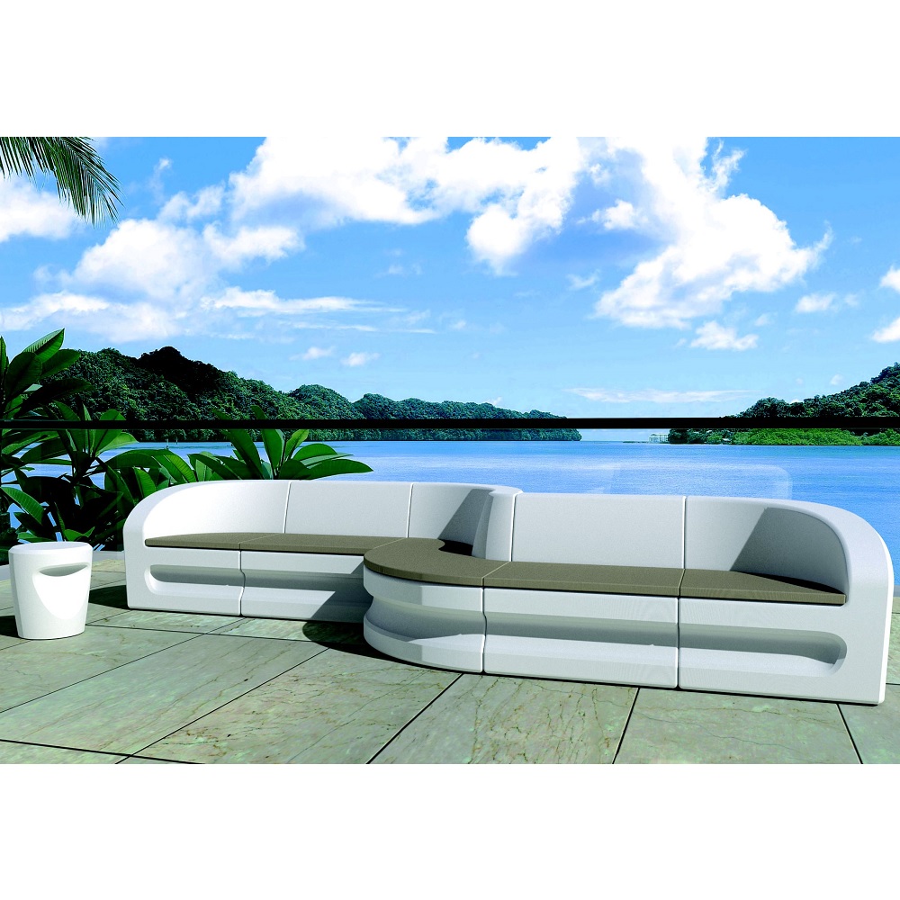 Radius marine grade polymer sectional with seat cushion