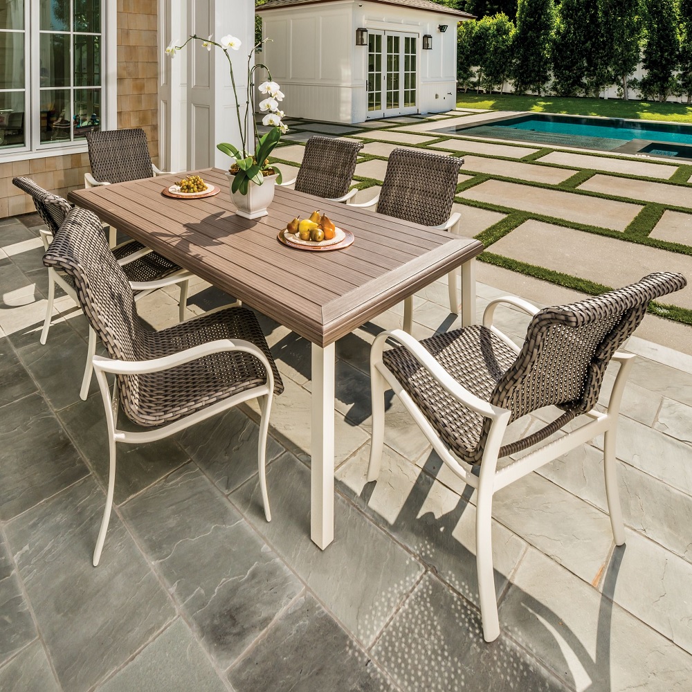 Tropitone Shoreline Sling Swivel Rocker Dining Arm Chair