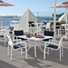 south beach aluminum dining chair with padded sling seating