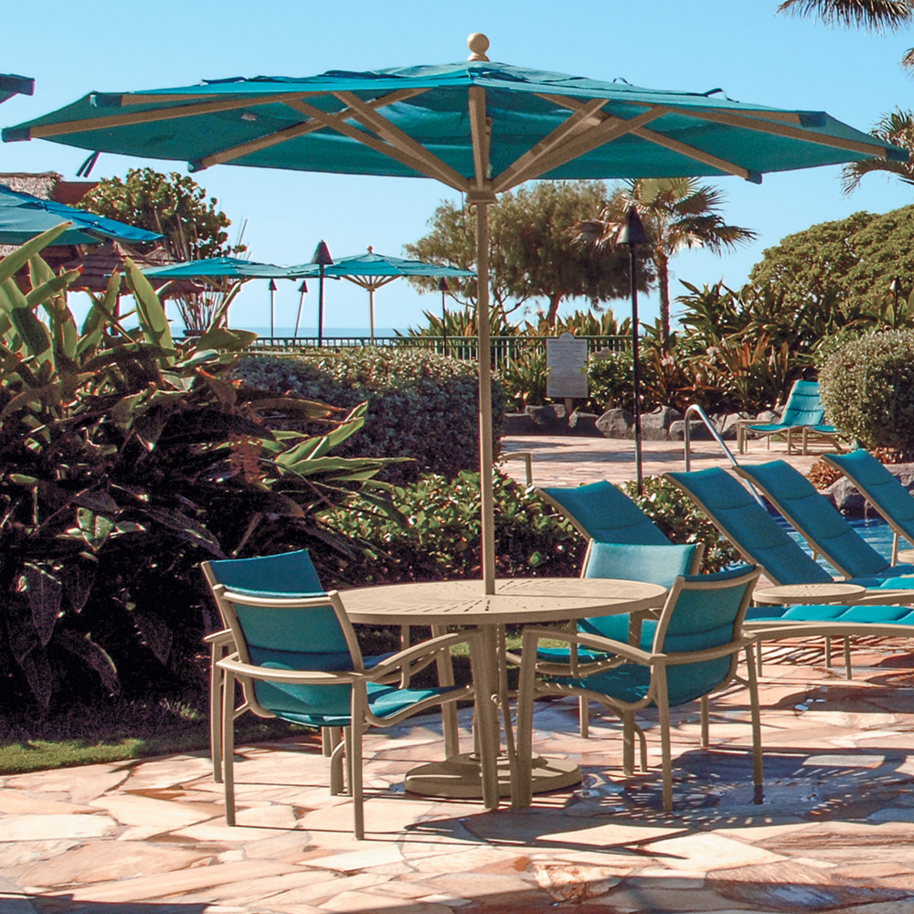 Tropitone South Beach Padded Sling Outdoor Round Dining Set for 4 - TT-SOUTHBEACH-SET9