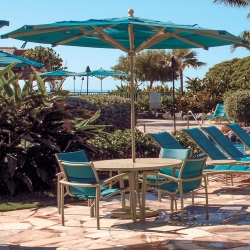 Tropitone South Beach Padded Sling Outdoor Round Dining Set for 4 - TT-SOUTHBEACH-SET9