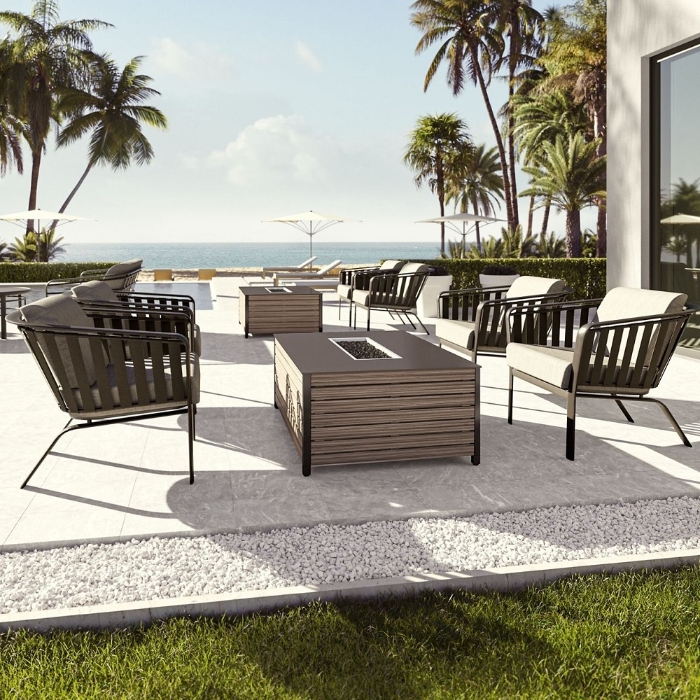 Trelon aluminum loveseat with deep seating cushions