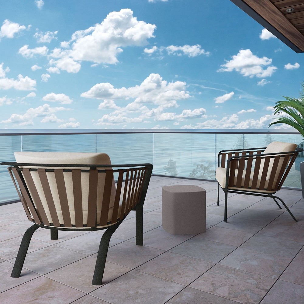 Trelon aluminum lounge chair with deep seating cushions