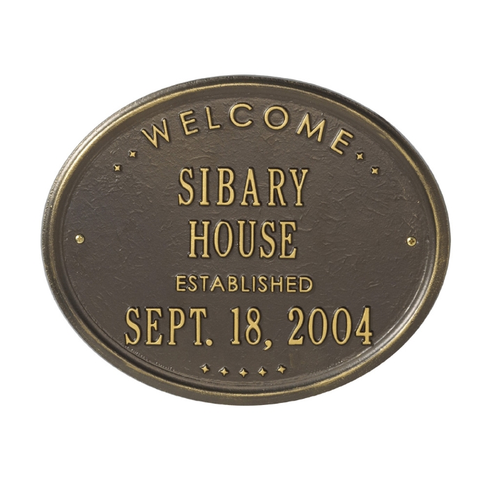 Welcome Oval "House" Established Standard Wall Address Plaque - Two Line - 1390