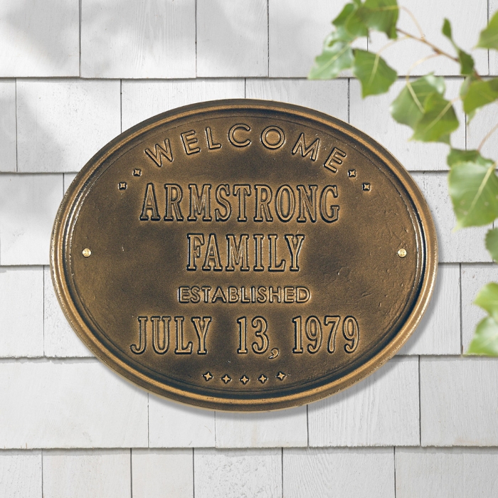 Welcome Oval "Family" Established Standard Wall Address Plaque - Two Line - 1398