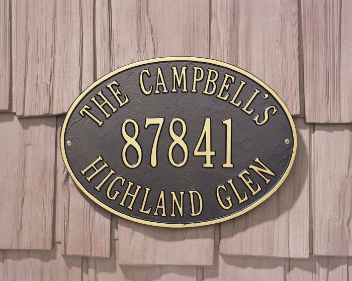 Hawthorne Oval Standard Wall Address Plaque - Three Line - 2918