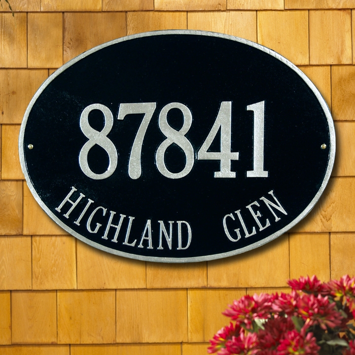 Hawthorne Oval Estate Wall Address Plaque - Two Line - 2927