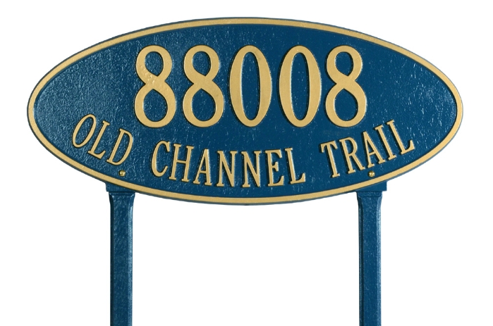 Madison Oval Estate Lawn Address Plaque - Two Line - 4012