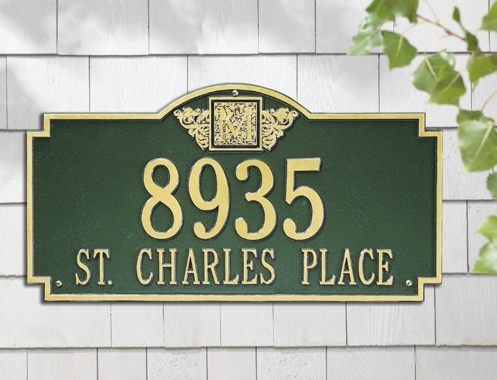 Monogram Estate Wall Address Plaque - Two Line - 5004