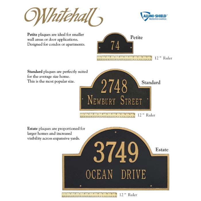 Whitehall Address Plaque Sizes