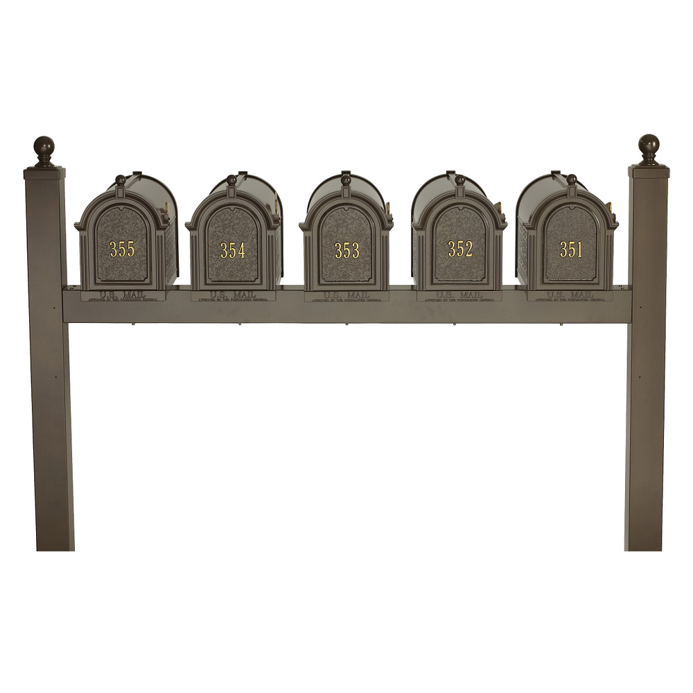 Whitehall Capitol Five Mailbox Package in Bronze