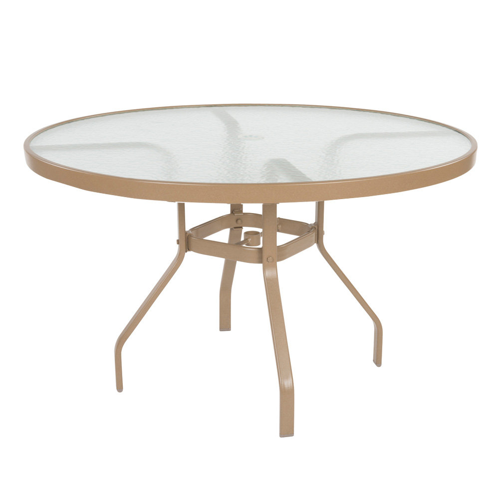 Windward Glass 47" Round Dining Table with Umbrella Hole - KD4718GU