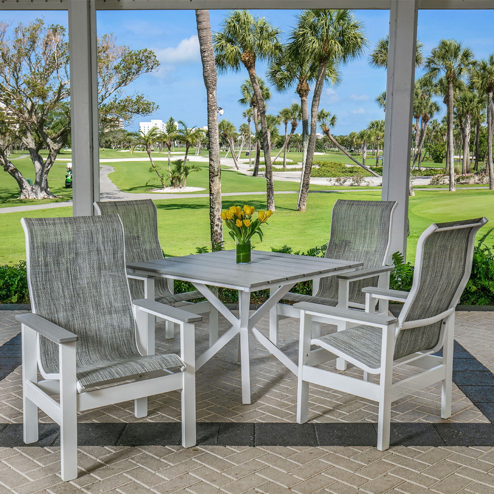 Windward Kingston MGP Sling Outdoor Dining Set with Tahoe Plank Table - WW-KINGSTON-SET5