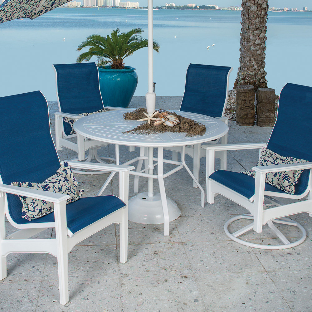 Windward aluminum dining table with mgp top