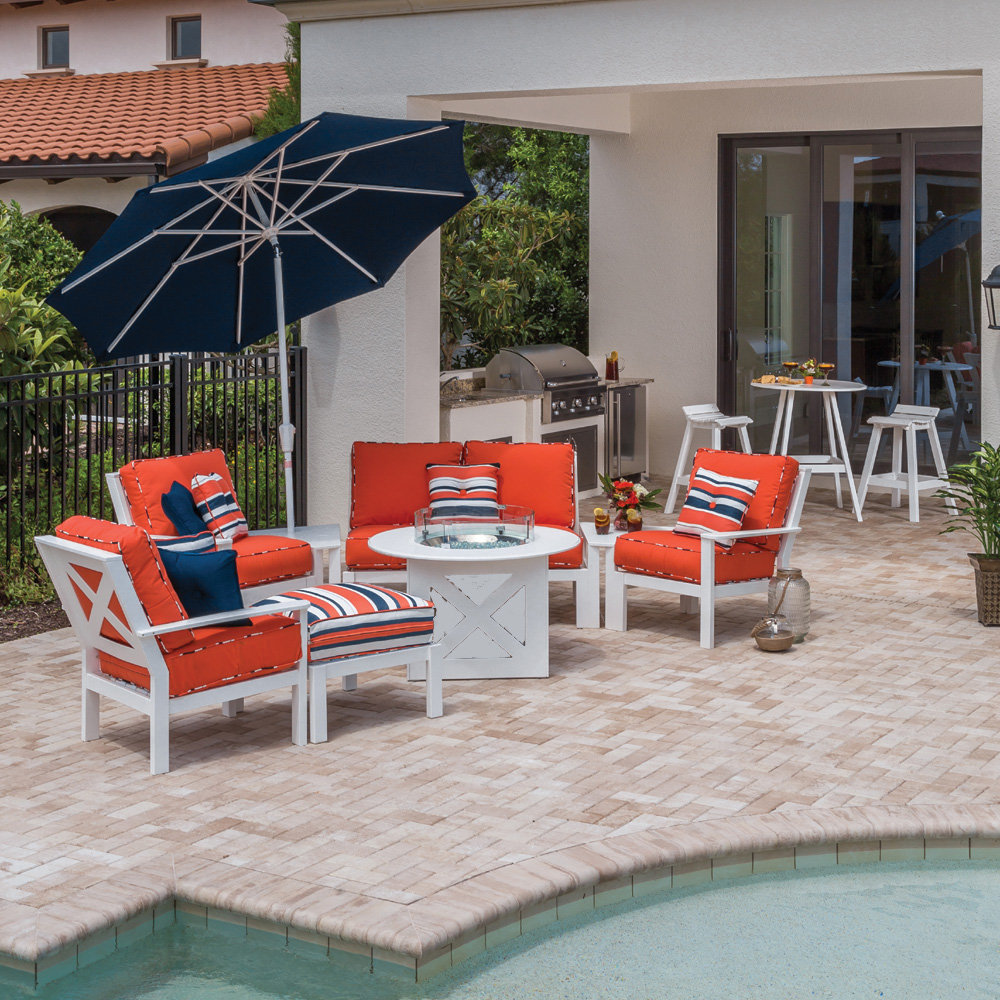 Windward Sanibel MGP Cushion Outdoor Furniture Set with Fire Table - WW-SANIBEL-SET3