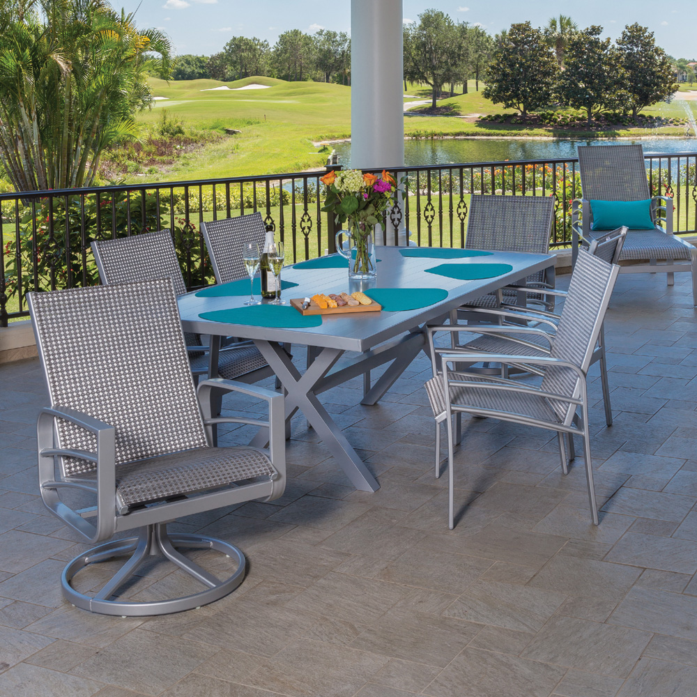 Windward Skyway Modern Aluminum Sling Outdoor Dining Set for 6 - WW-SKYWAY-SET2