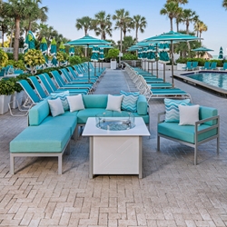 Windward South Beach Outdoor Sectional with Fire Table and Lounge Chair - WW-SOUTHBEACH-SET3
