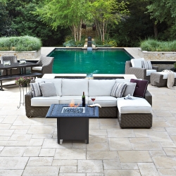 Woodard Augusta Wicker Sectional with Fire Table - WD-AUGUSTA-SET6
