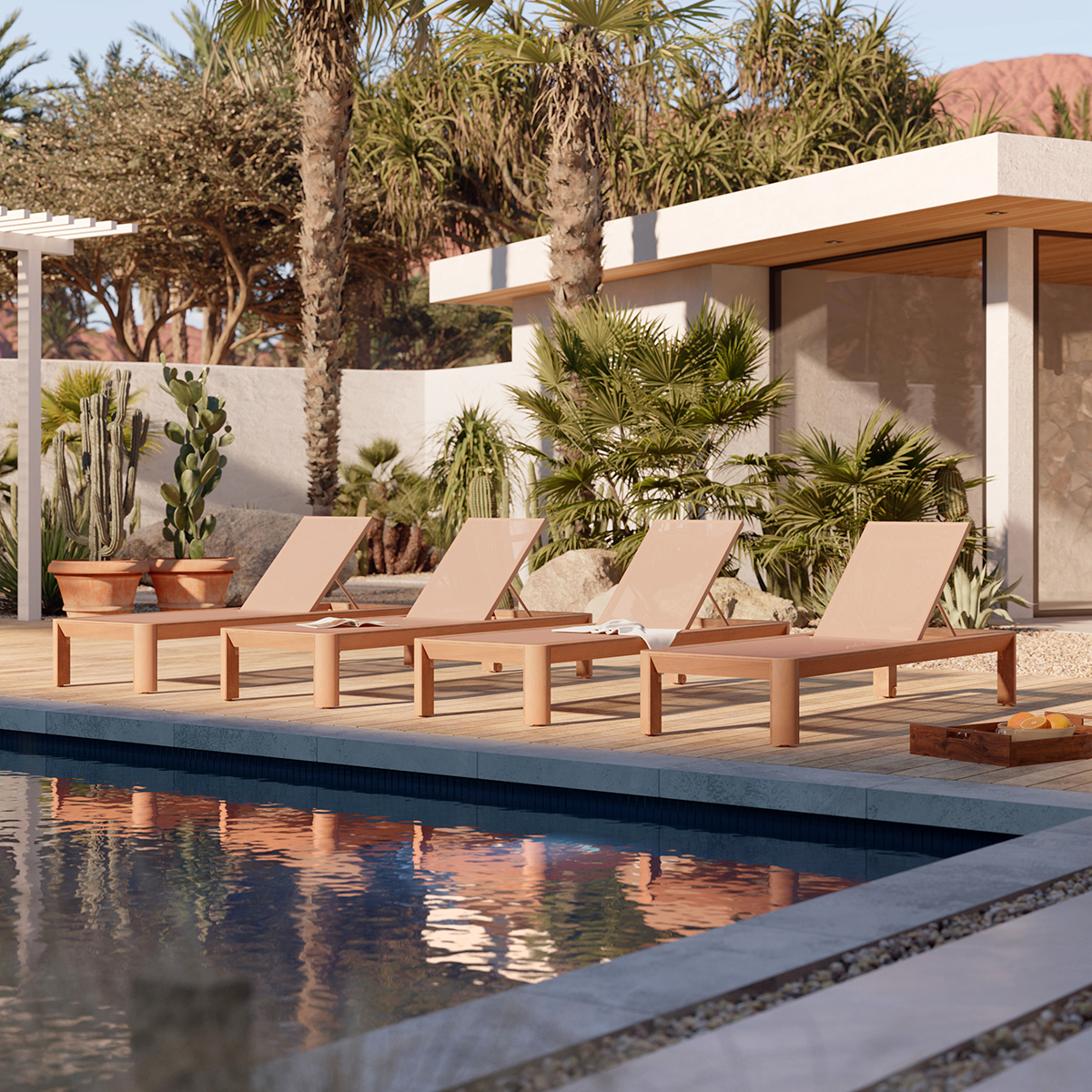 Woodard Beau Set of 4 Chaise Loungers - WD-BEAU-SET4