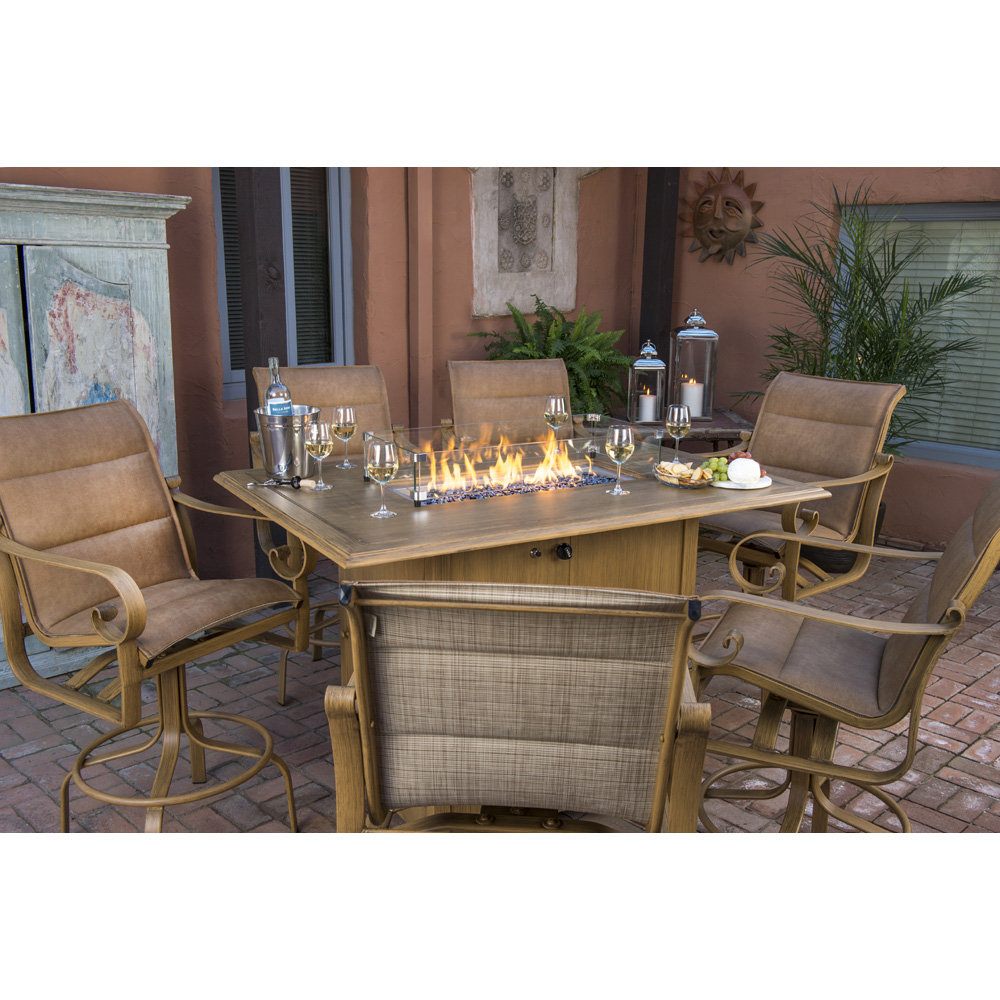 Woodard Belden Padded Sling Counter Height Fire Pit Set - WD-BELDEN-SET5