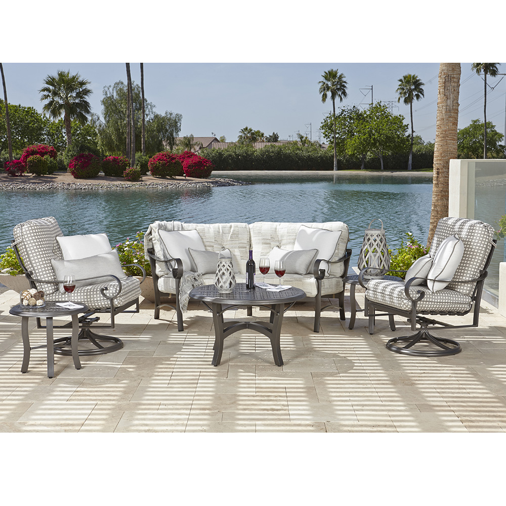 Woodard Belden Crescent Loveseat and Swivel Rocker Chair Set - WD-BELDEN-SET3