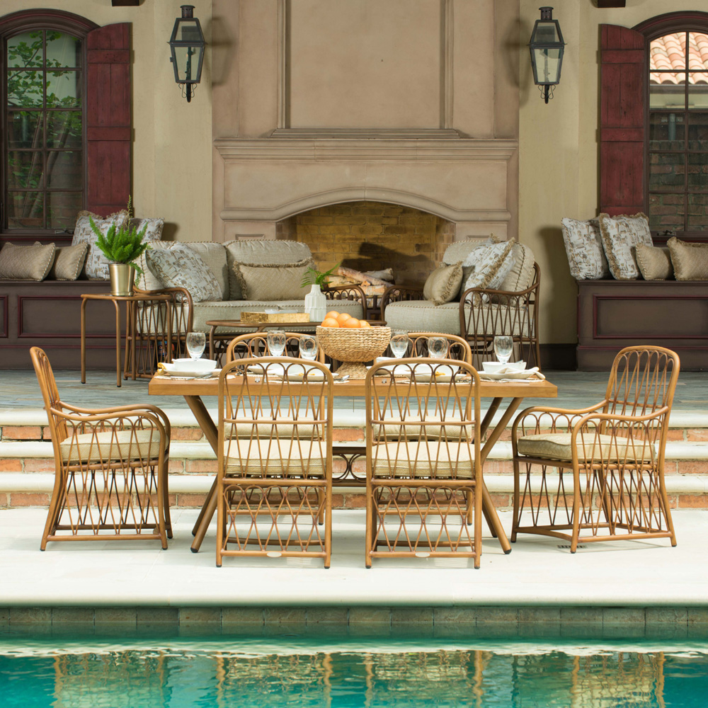 Woodard Cane Dining Set for 6 - WD-CANE-SET3