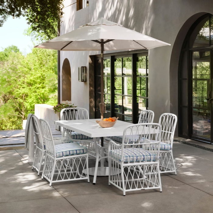 Woodard Cane Rectangle Dining Set for 6 - WD-CANE-SET4