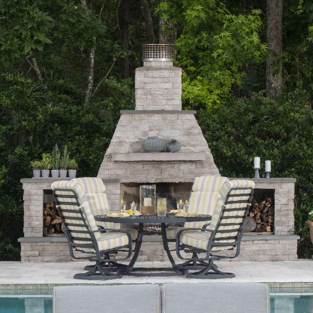 Woodard Cayman Isle Cushion Aluminum Patio Dining Set for 4 - WD-CAYMAN-SET4