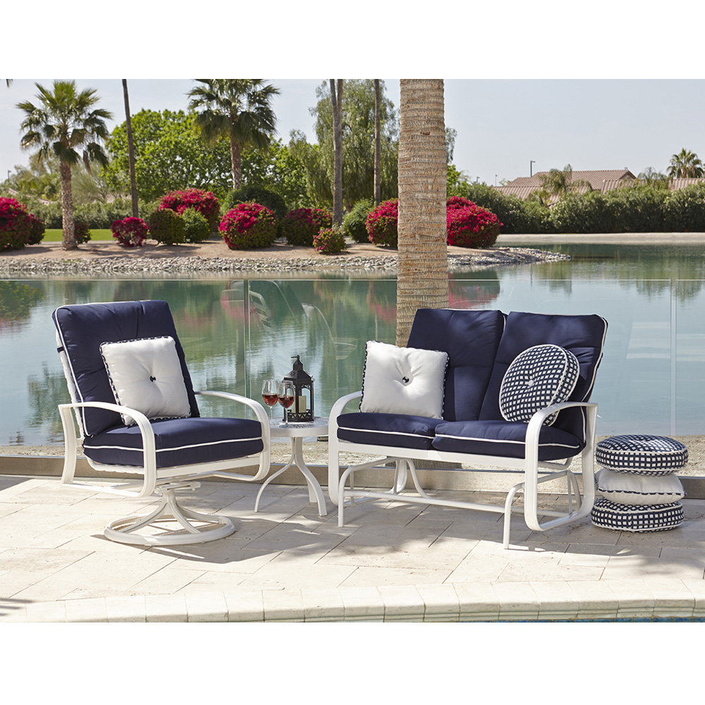Woodard Cayman Isle Cushion Loveseat Glider and Swivel Rocker Lounge Chair Set - WD-CAYMAN-SET5