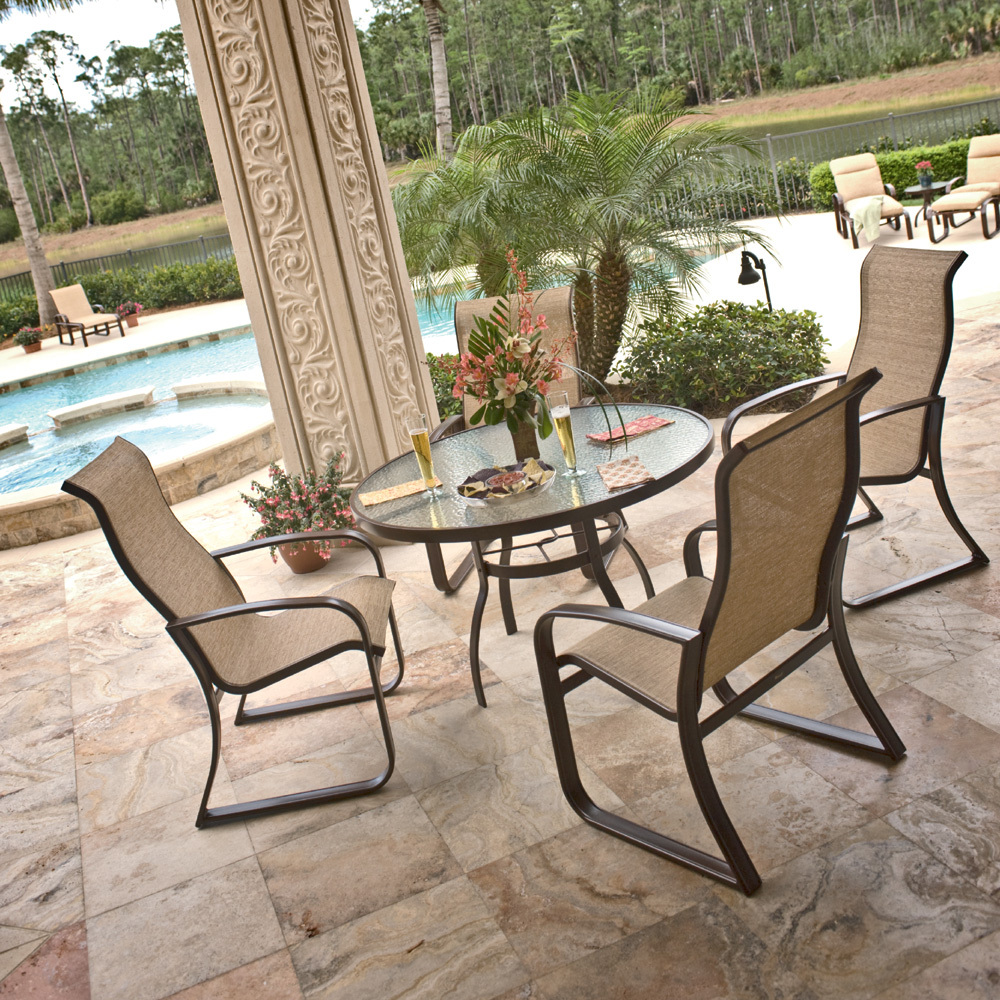 Woodard Cayman Isle Sling Round Patio Dining Set - WD-CAYMANISLE-SET5