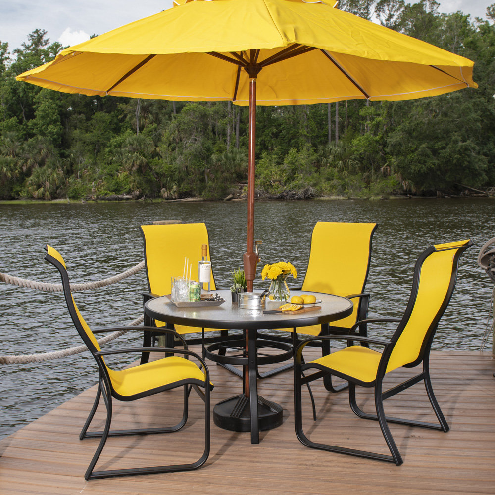 Woodard Cayman Isle Sling Aluminum Patio Dining Set for 4 - WD-CAYMAN-SET6
