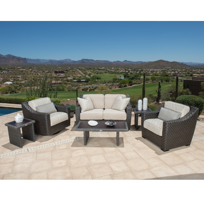 Woodard Cooper Wicker Loveseat Patio Set