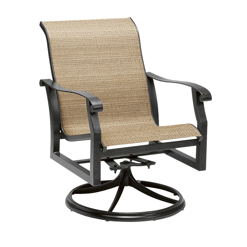 Woodard Cortland Sling Swivel Rocker Dining Arm Chair - 420472