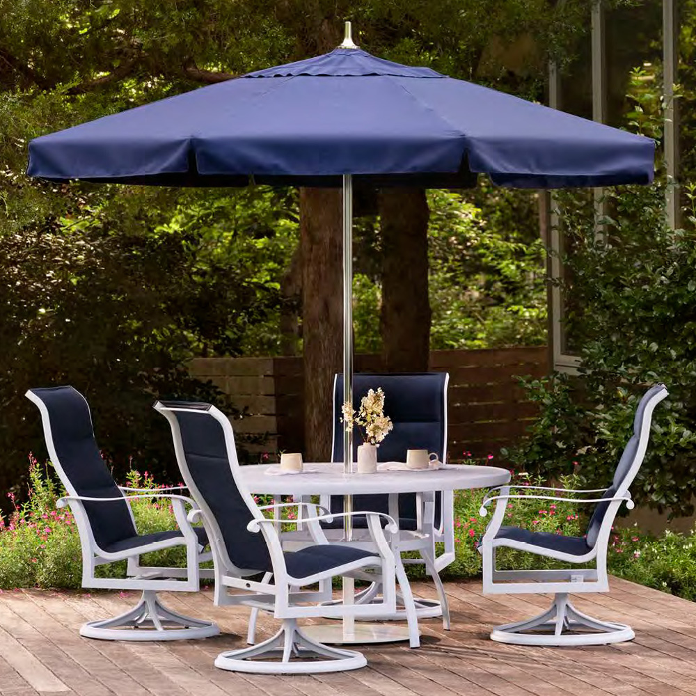 Woodard Cortland Padded Sling Round Dining Set for 4 - WD-CORTLAND-SET9