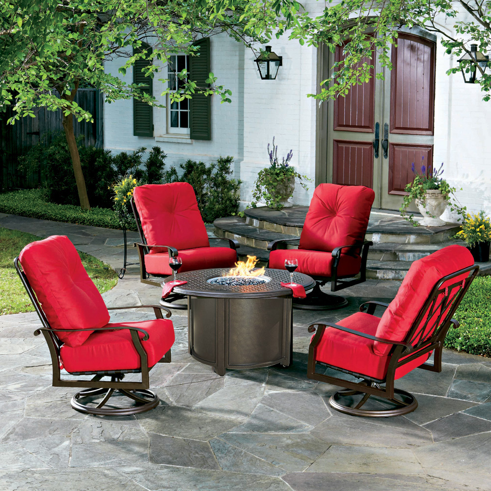 Woodard Cortland Cushion Fire Pit Chat Set - WD-CORTLAND-SET3