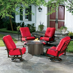 Woodard Cortland Cushion Fire Pit Chat Set - WD-CORTLAND-SET3