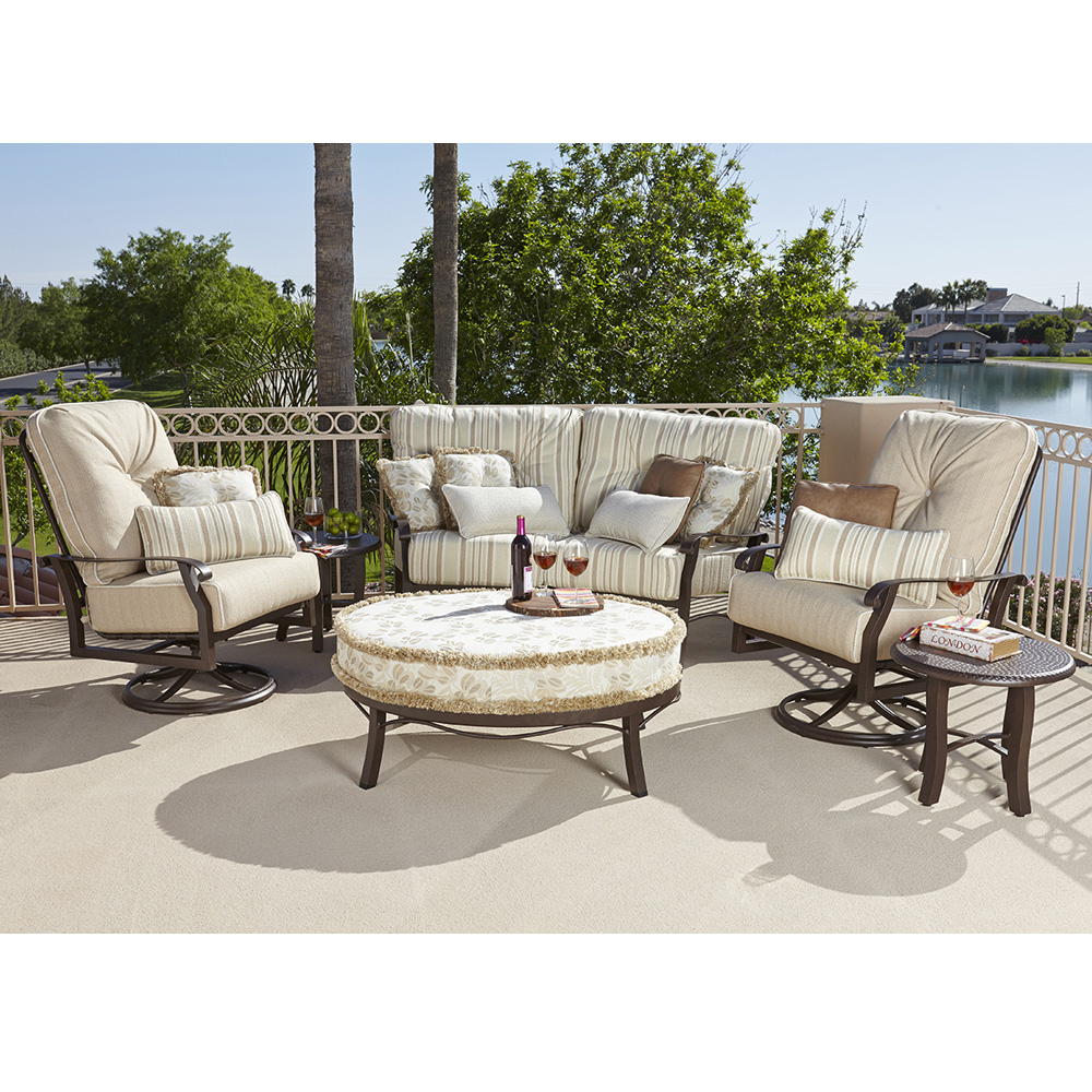 Woodard Cortland Crescent Loveseat and Extra Large Swivel Rocker Set - WD-CORTLAND-SET5